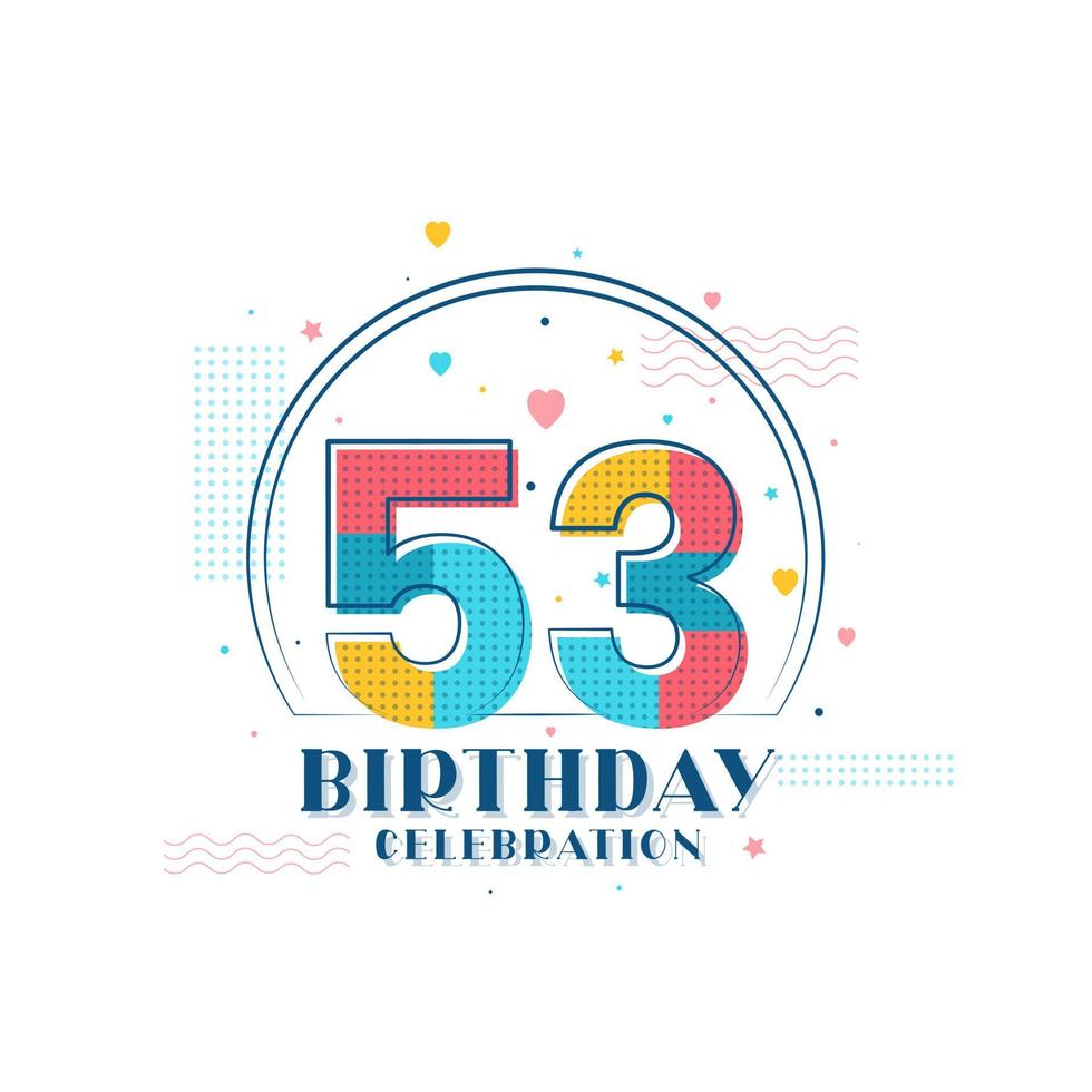 53 Birthday celebration, Modern 53rd Birthday design vector