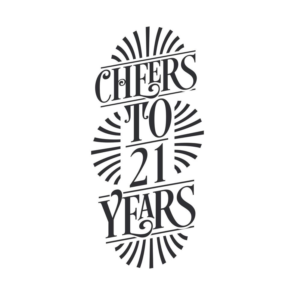 21 years vintage birthday celebration, Cheers to 21 years vector