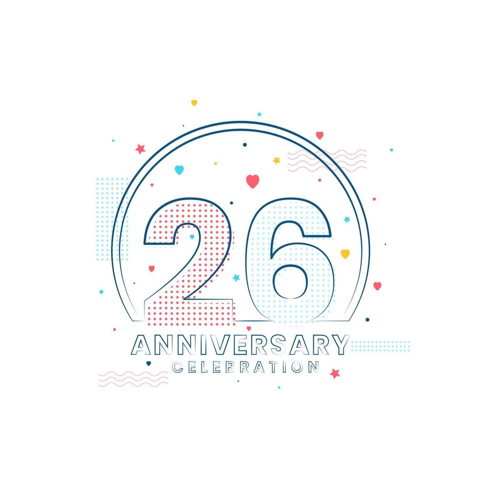 celebración de aniversario de 26 años, diseño moderno de 26 aniversario vector