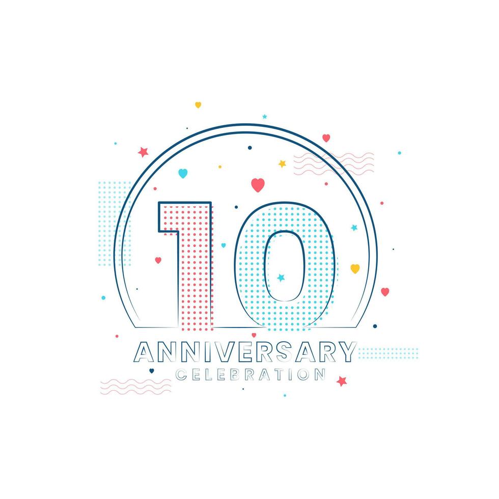 celebración del aniversario de 10 años, diseño moderno del 10 aniversario vector