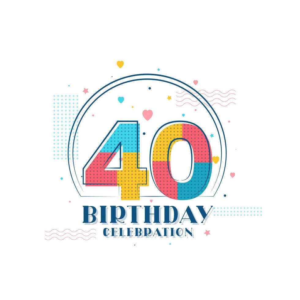 40 Birthday celebration, Modern 40th Birthday design vector