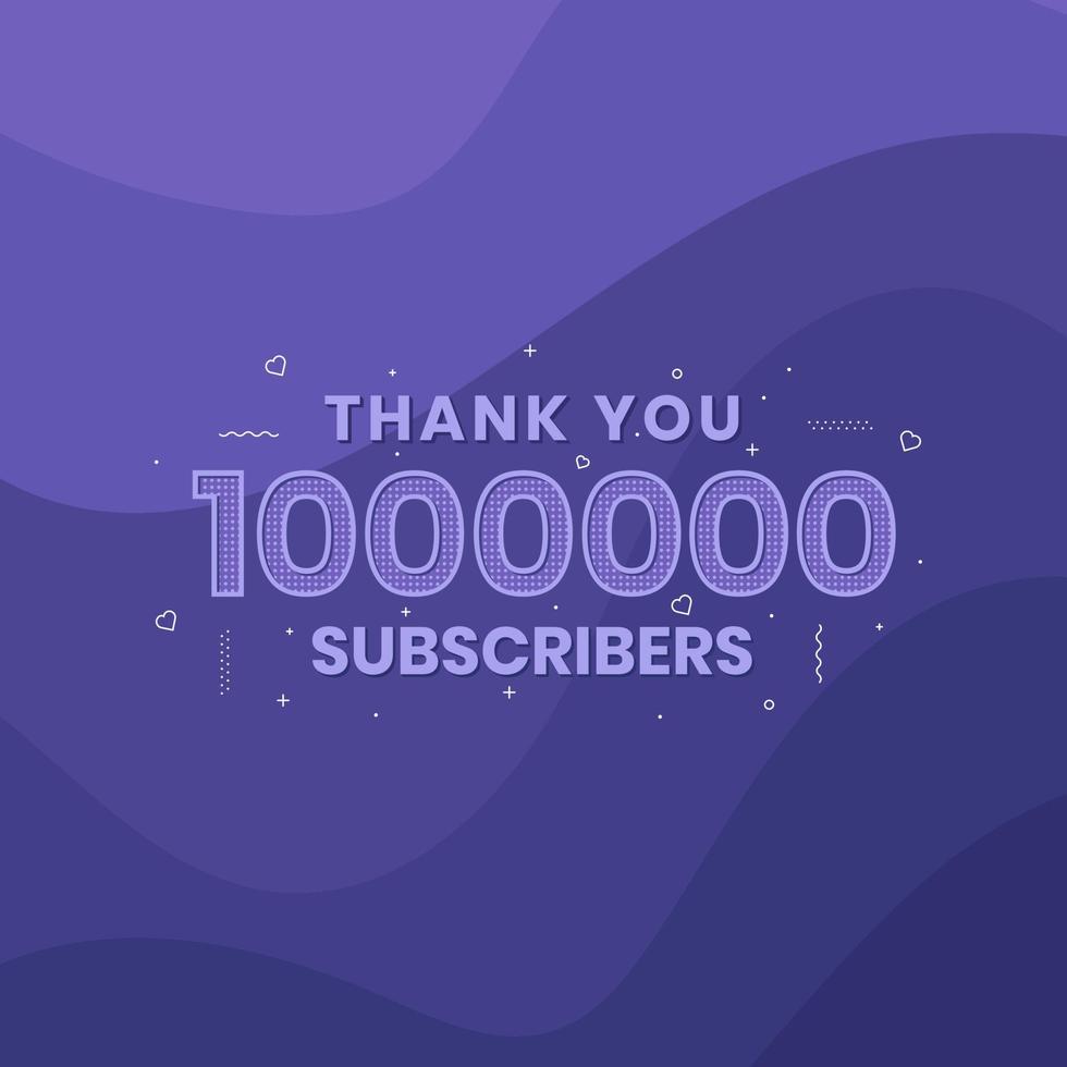 Thank you 1000000 subscribers 1m subscribers celebration. vector