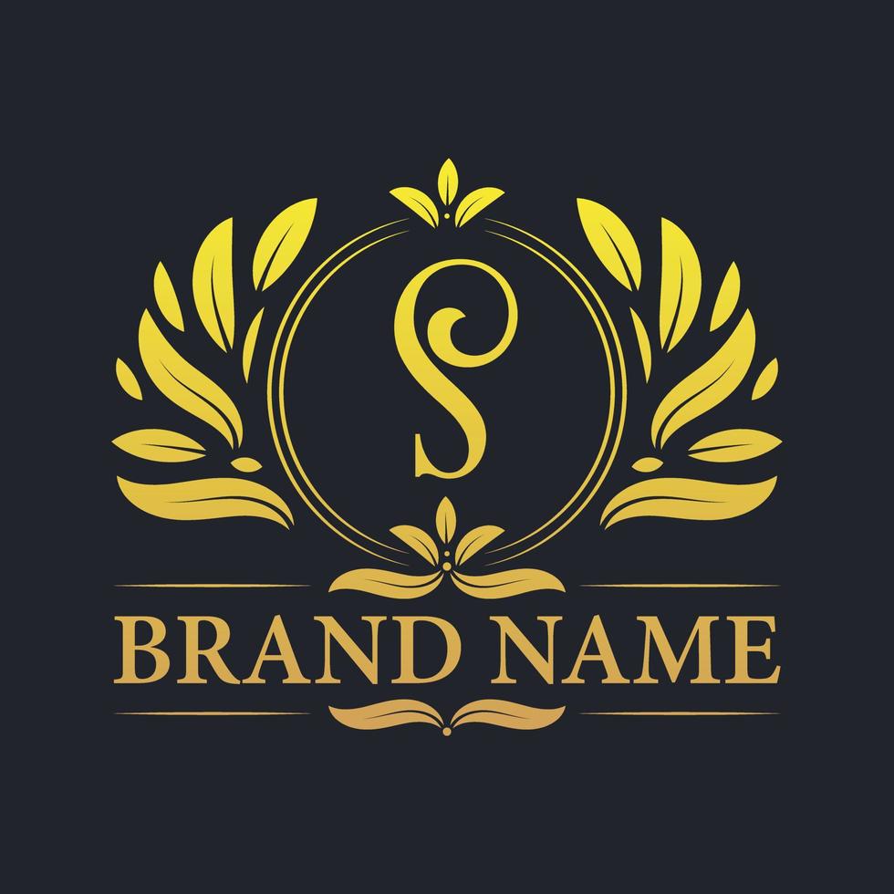 Golden vintage Luxury S letter logo design. vector