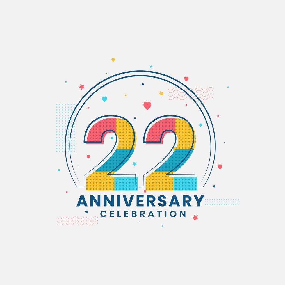 22 Anniversary celebration, Modern 22nd Anniversary design vector
