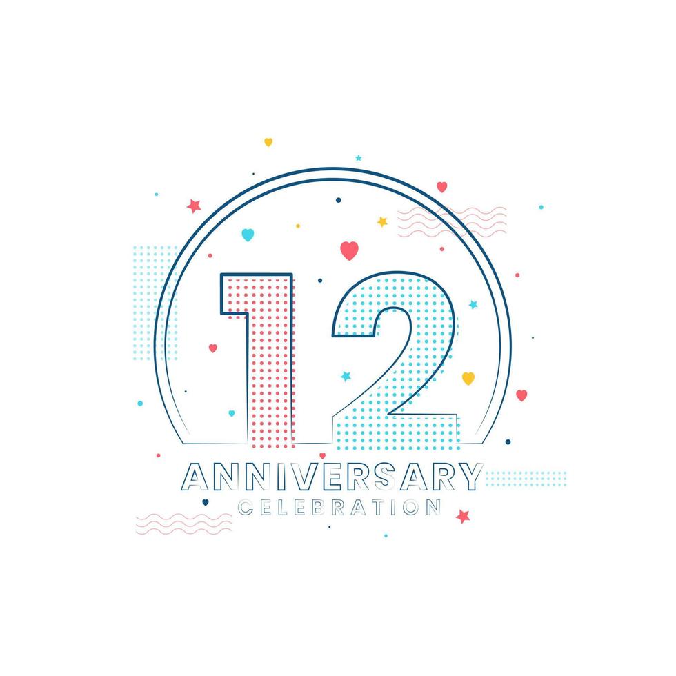 12 years Anniversary celebration, Modern 12 Anniversary design vector