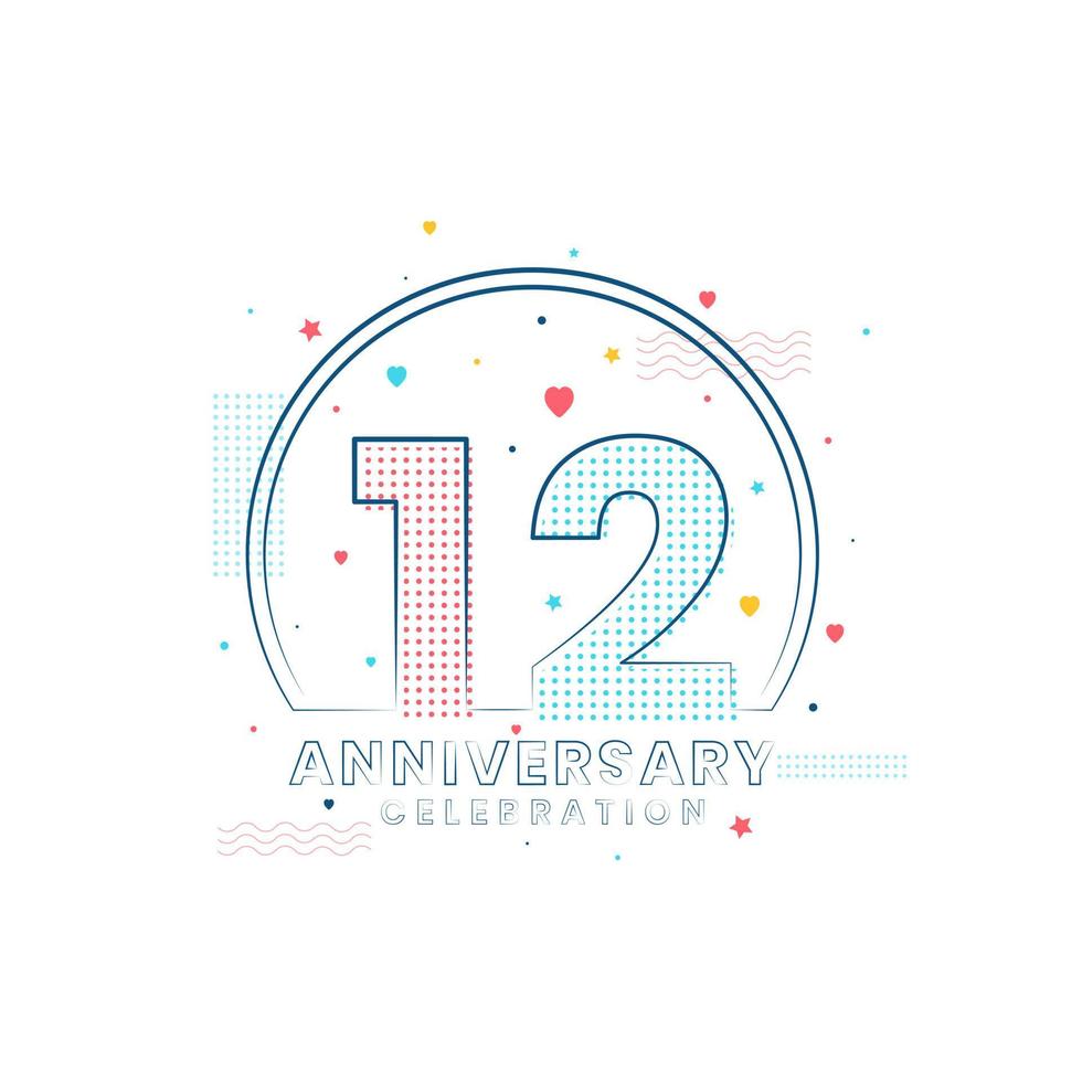 celebración de aniversario de 12 años, diseño moderno de 12 años vector