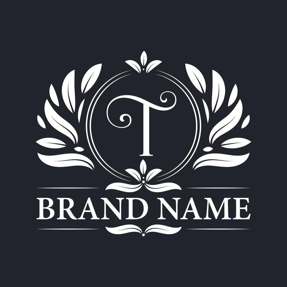 Alphabet T luxurious logo design template. vector
