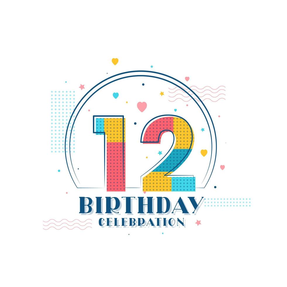 12 Birthday celebration, Modern 12th Birthday design vector