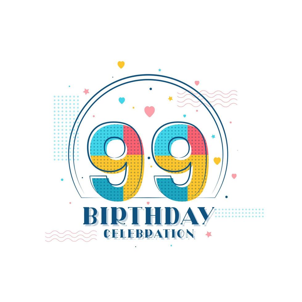 99 Birthday celebration, Modern 99th Birthday design vector