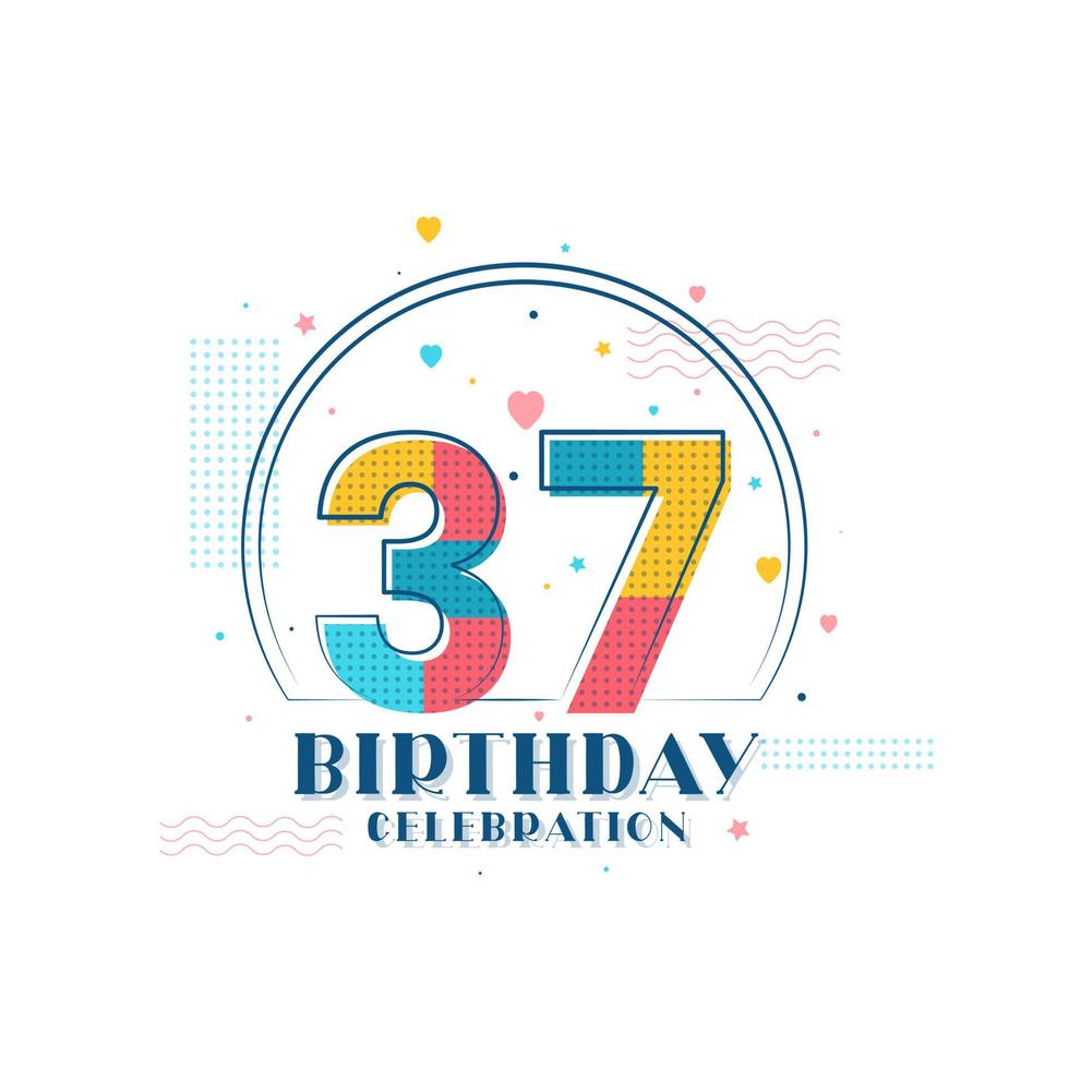celebración de 37 cumpleaños, diseño moderno de 37 cumpleaños vector