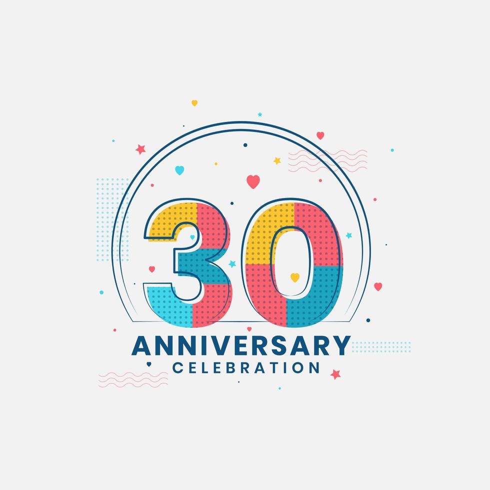 celebración del 30 aniversario, diseño moderno del 30 aniversario vector