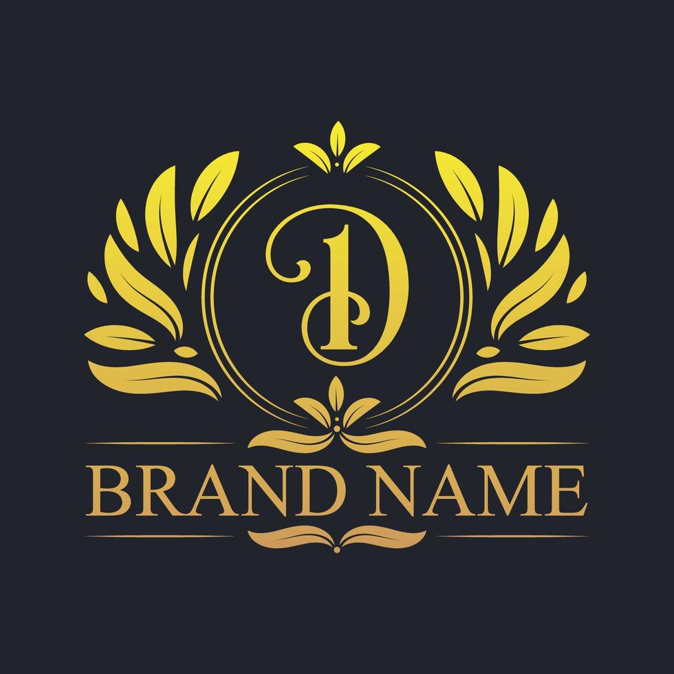 diseño de logotipo de letra d dorada de lujo vintage. vector