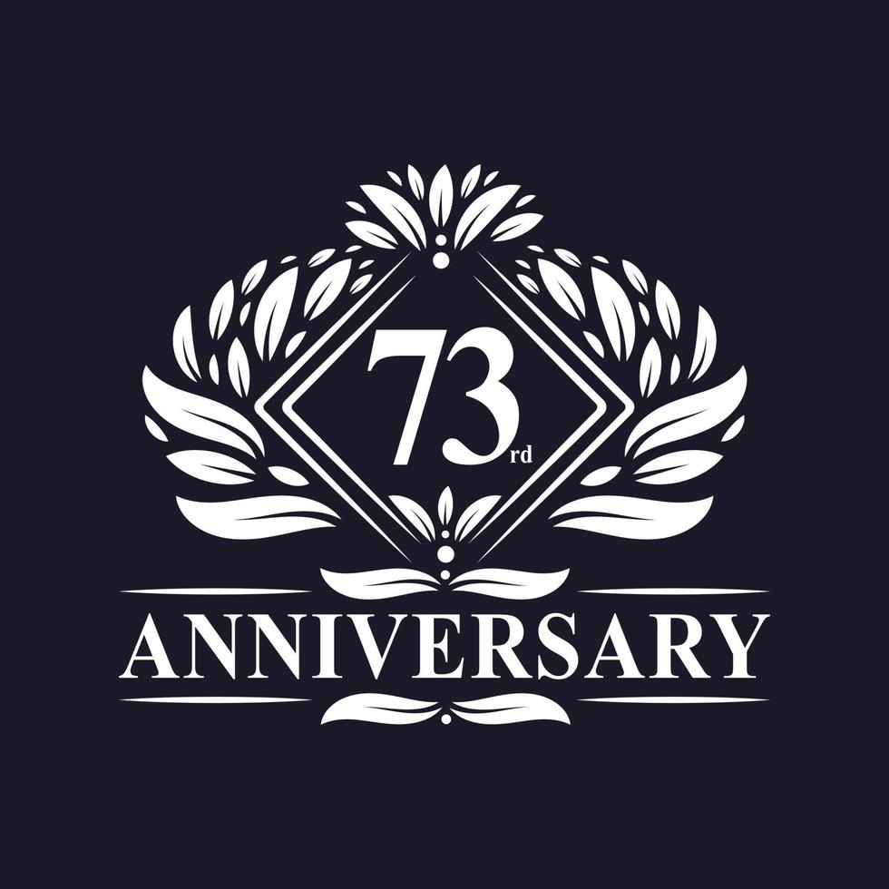 Logotipo del aniversario de 73 años, logotipo floral de lujo del 73 aniversario. vector