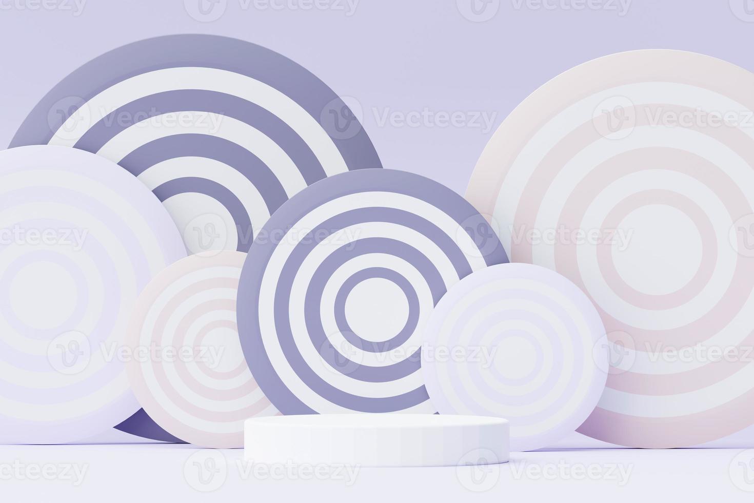 3d render Pastel Purple minimal background with podium stand. Purple stage platform for cosmetic product presentation and advertising. Studio scene with showcase pedestal in clean design. photo