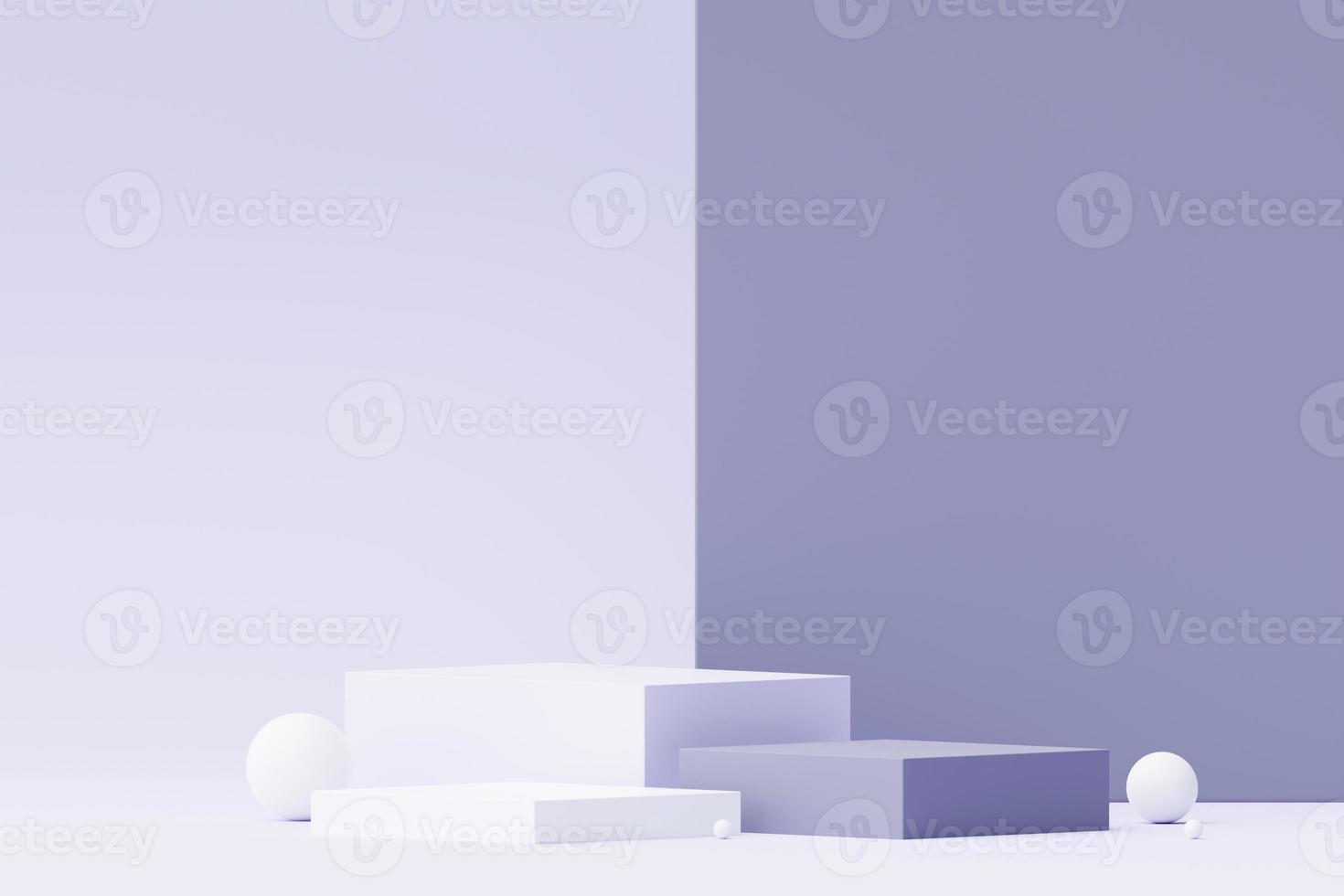 3d render Pastel Purple minimal background with podium stand. Purple stage platform for cosmetic product presentation and advertising. Studio scene with showcase pedestal in clean design. photo