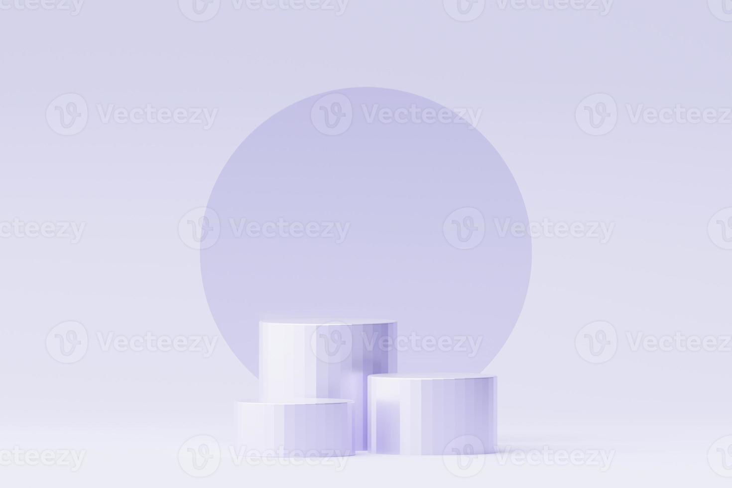 3d render Pastel Purple minimal background with podium stand. Purple stage platform for cosmetic product presentation and advertising. Studio scene with showcase pedestal in clean design. photo