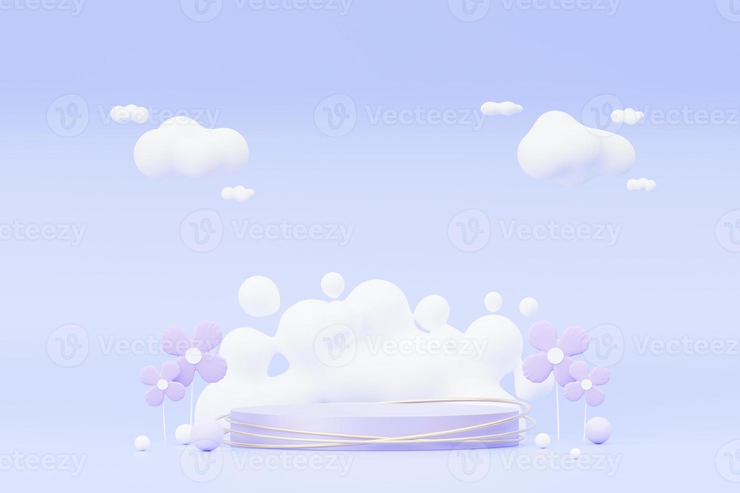 3d render Pastel Purple minimal background with podium stand. Purple stage platform for cosmetic product presentation and advertising. Studio scene with showcase pedestal in clean design. photo