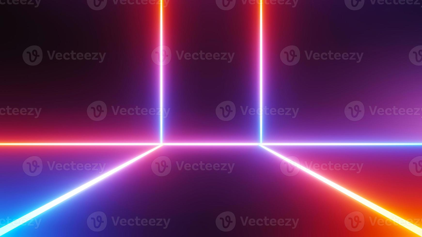 3d render of illuminated neon and light glowing on dark scene. Speed light moving lines. Abstract simple Colorful lighting neon background. photo