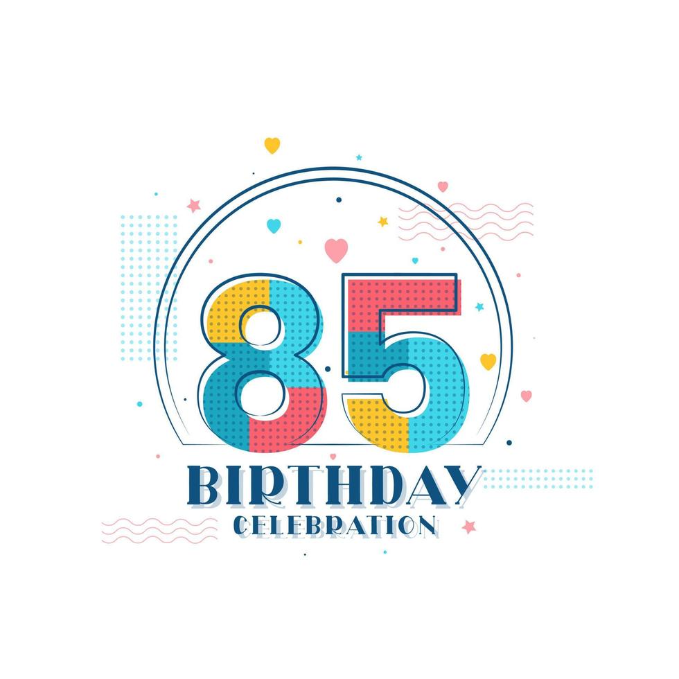 celebración de 85 cumpleaños, diseño moderno de 85 cumpleaños vector