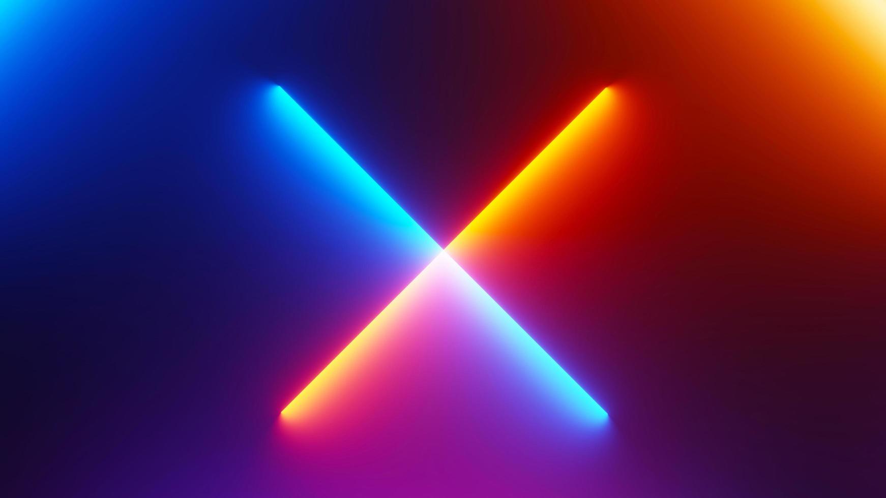 3d render of illuminated neon and light glowing on dark scene. Speed light moving lines. Abstract simple Colorful lighting neon background. photo