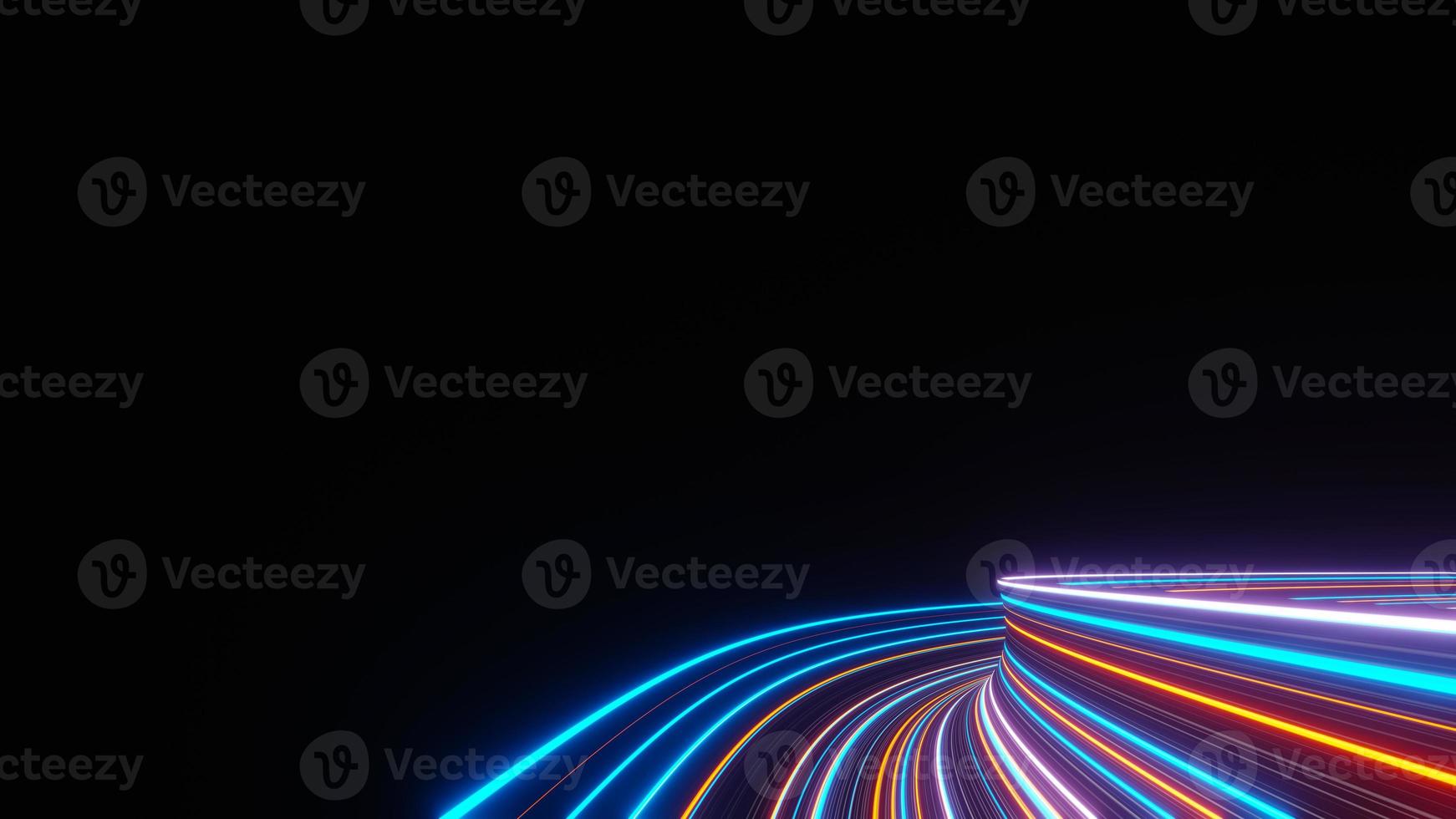 3d render of illuminated neon and light glowing on dark scene. Speed light moving lines. Abstract simple Colorful lighting neon background. photo
