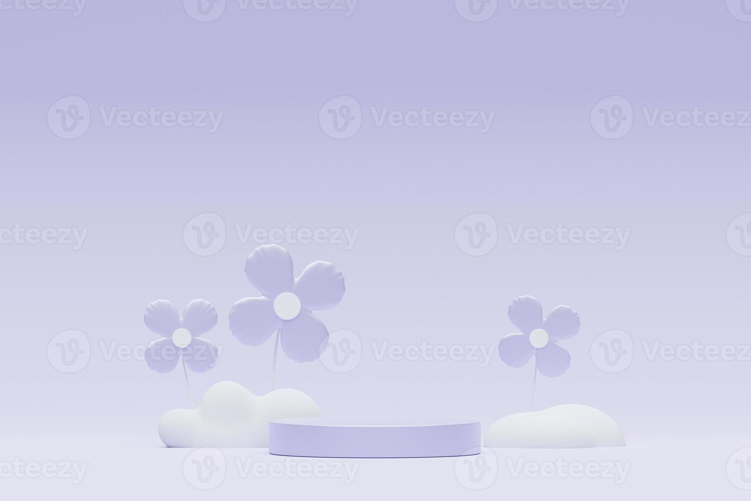 3d render Pastel Purple minimal background with podium stand. Purple stage platform for cosmetic product presentation and advertising. Studio scene with showcase pedestal in clean design. photo