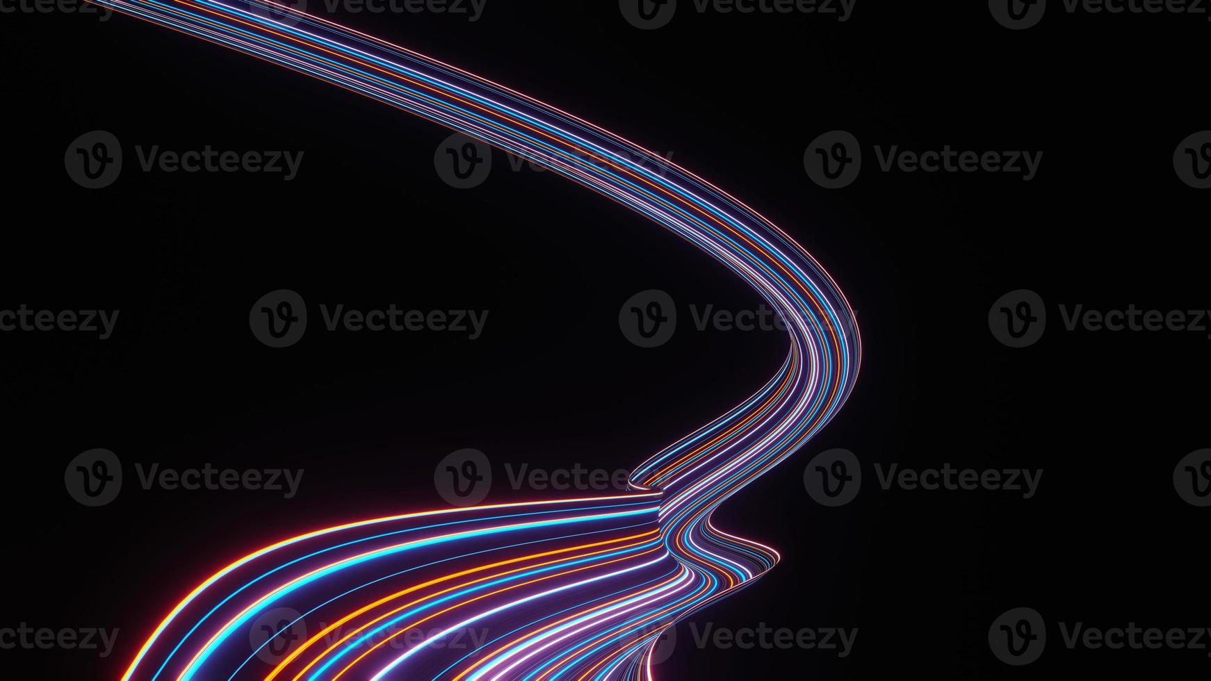3d render of illuminated neon and light glowing on dark scene. Speed light moving lines. Abstract simple Colorful lighting neon background. photo