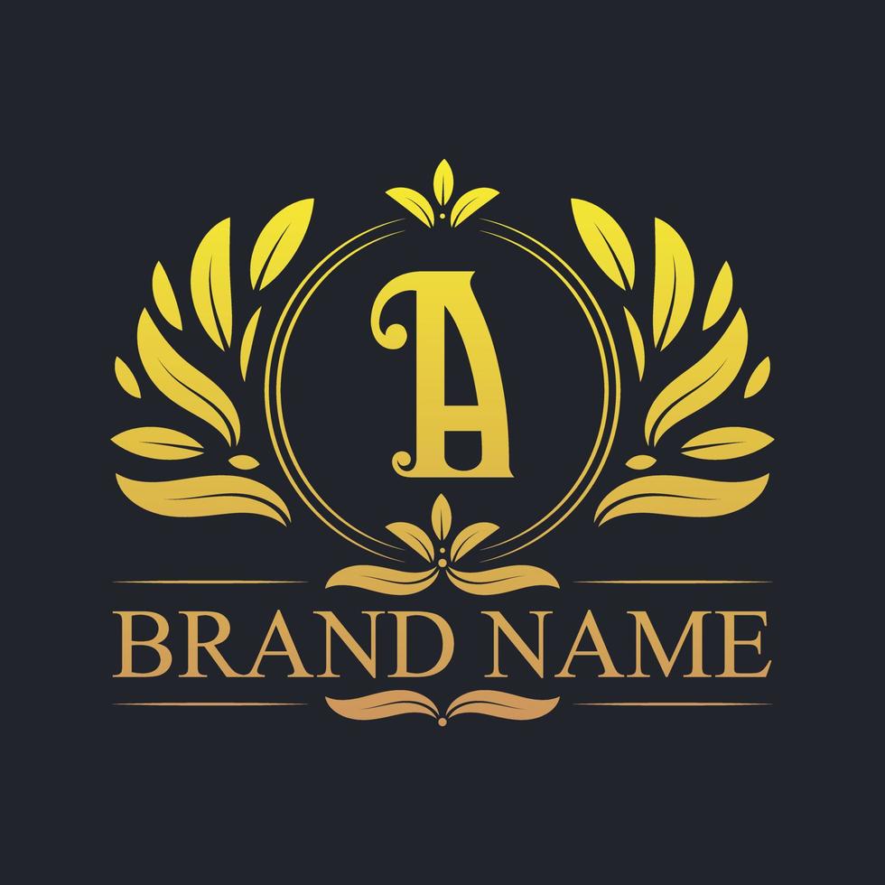 diseño de logotipo de una letra dorada de lujo vintage. vector