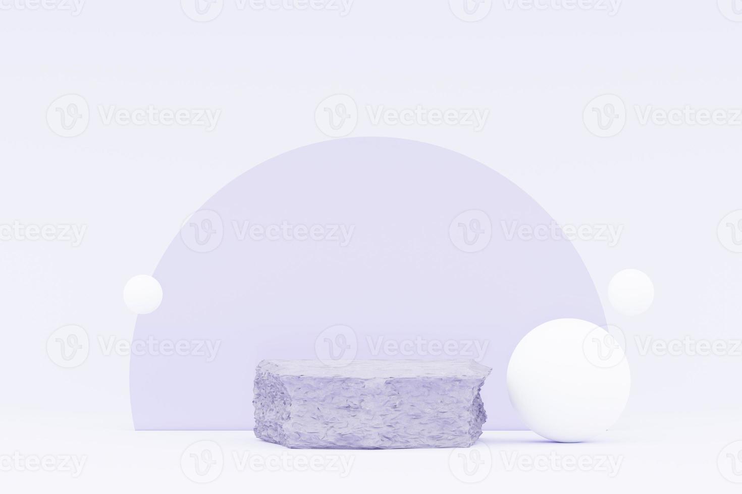 3d render Pastel Purple minimal background with podium stand. Purple stage platform for cosmetic product presentation and advertising. Studio scene with showcase pedestal in clean design. photo