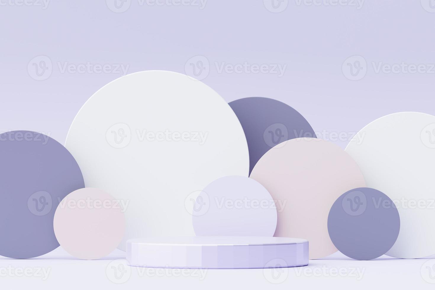 3d render Pastel Purple minimal background with podium stand. Purple stage platform for cosmetic product presentation and advertising. Studio scene with showcase pedestal in clean design. photo