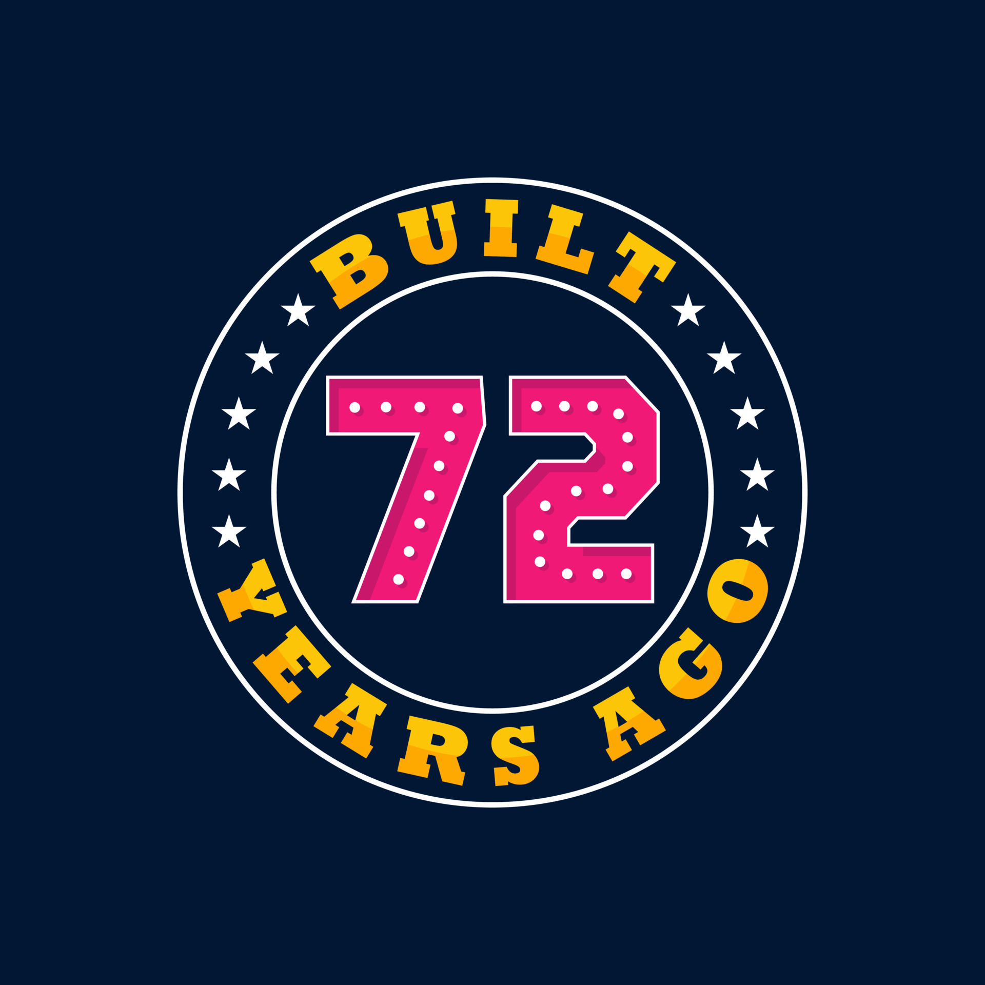 built-72-years-ago-72nd-birthday-celebration-design-10087839-vector