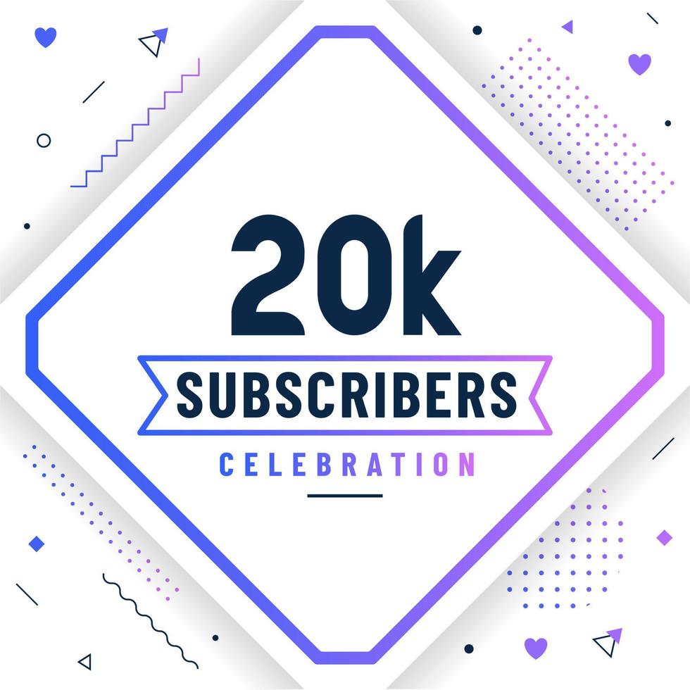 Thank you 20K subscribers, 20000 subscribers celebration modern colorful design. vector