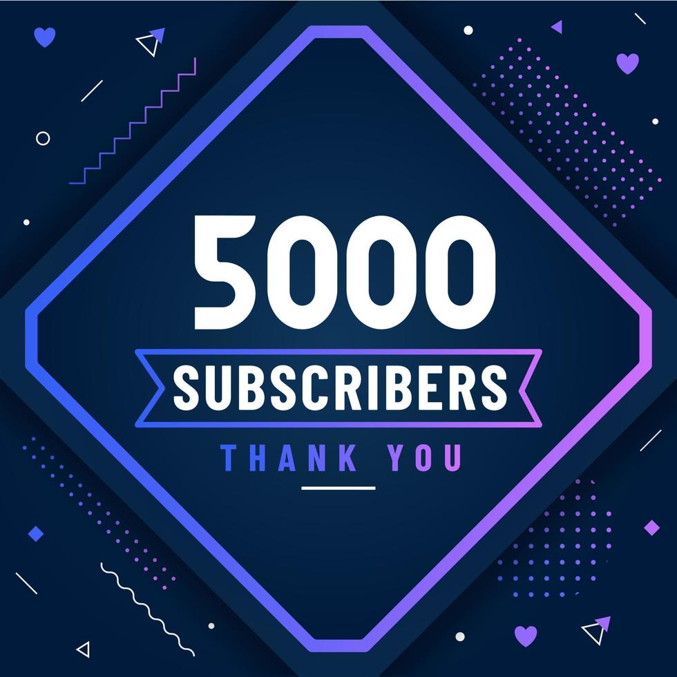 Thank you 5000 subscribers, 5K subscribers celebration modern colorful design.Thank you 6000 subscribers, 6K subscribers celebration modern colorful design. vector