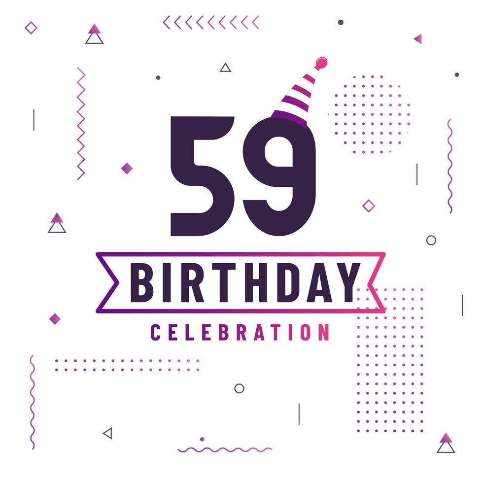 59 years birthday greetings card, 59 birthday celebration background free vector. vector