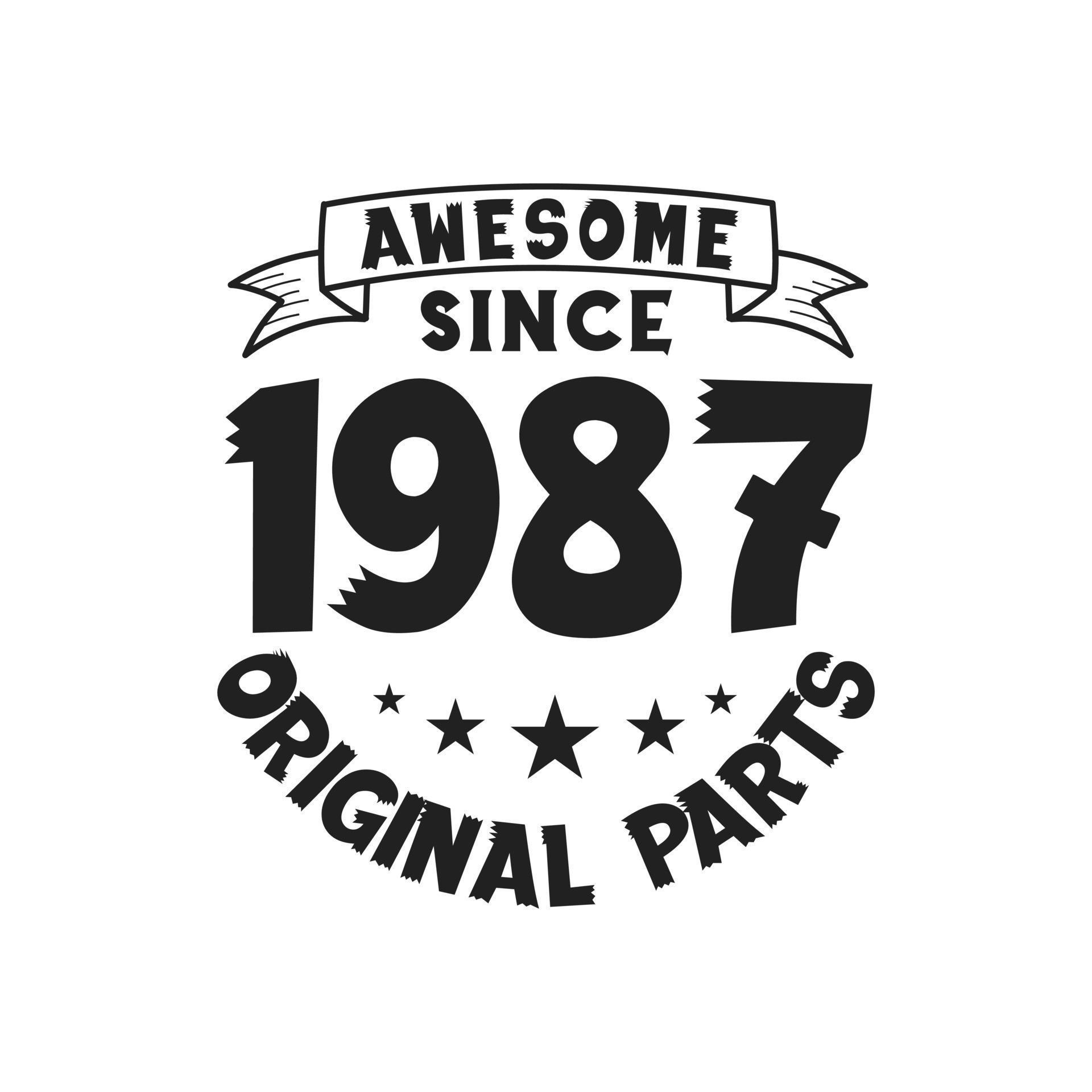 Born in 1987 Vintage Retro Birthday, Awesome since 1987 Original Parts 10088132 Vector Art at