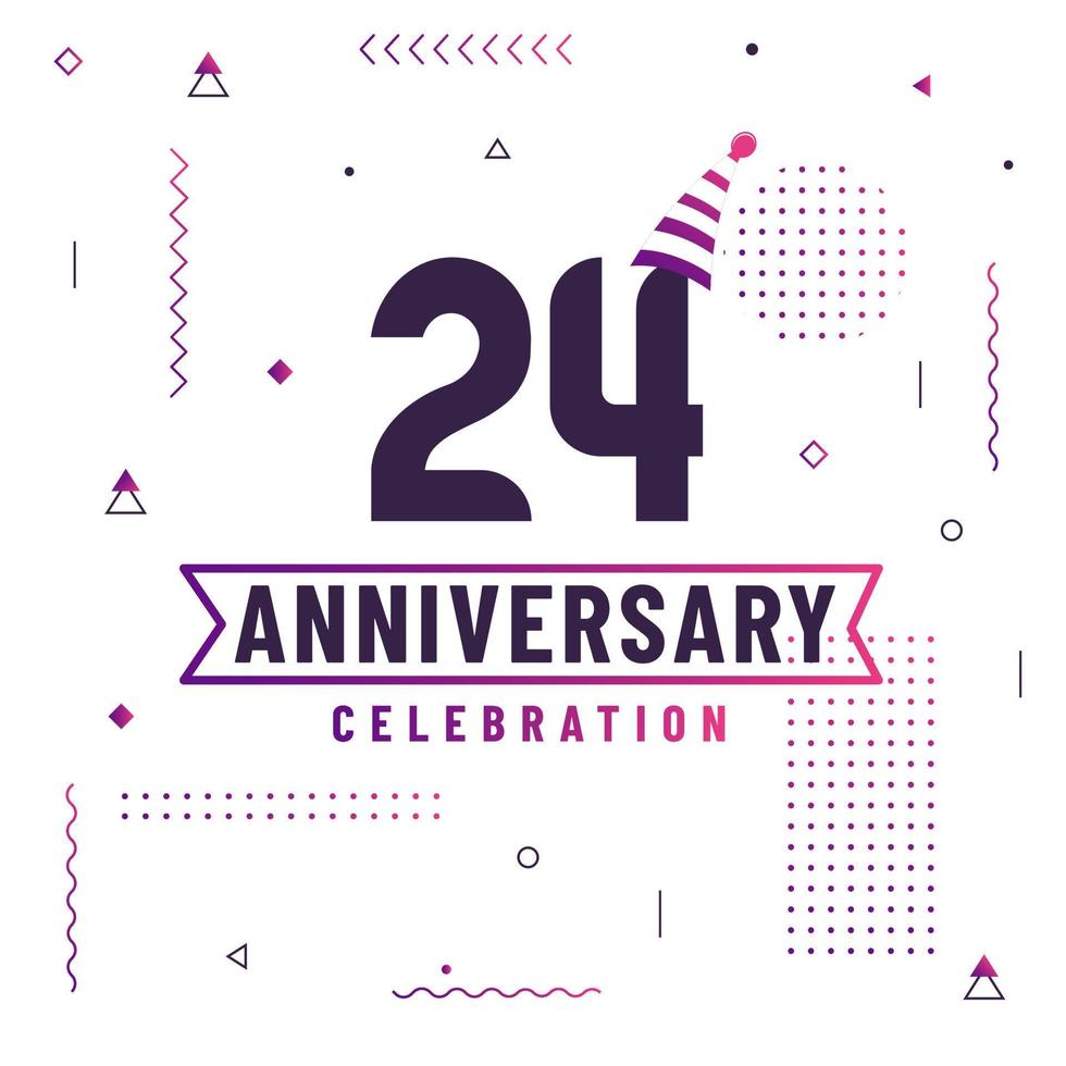 24 years anniversary greetings card, 24 anniversary celebration background free vector. vector