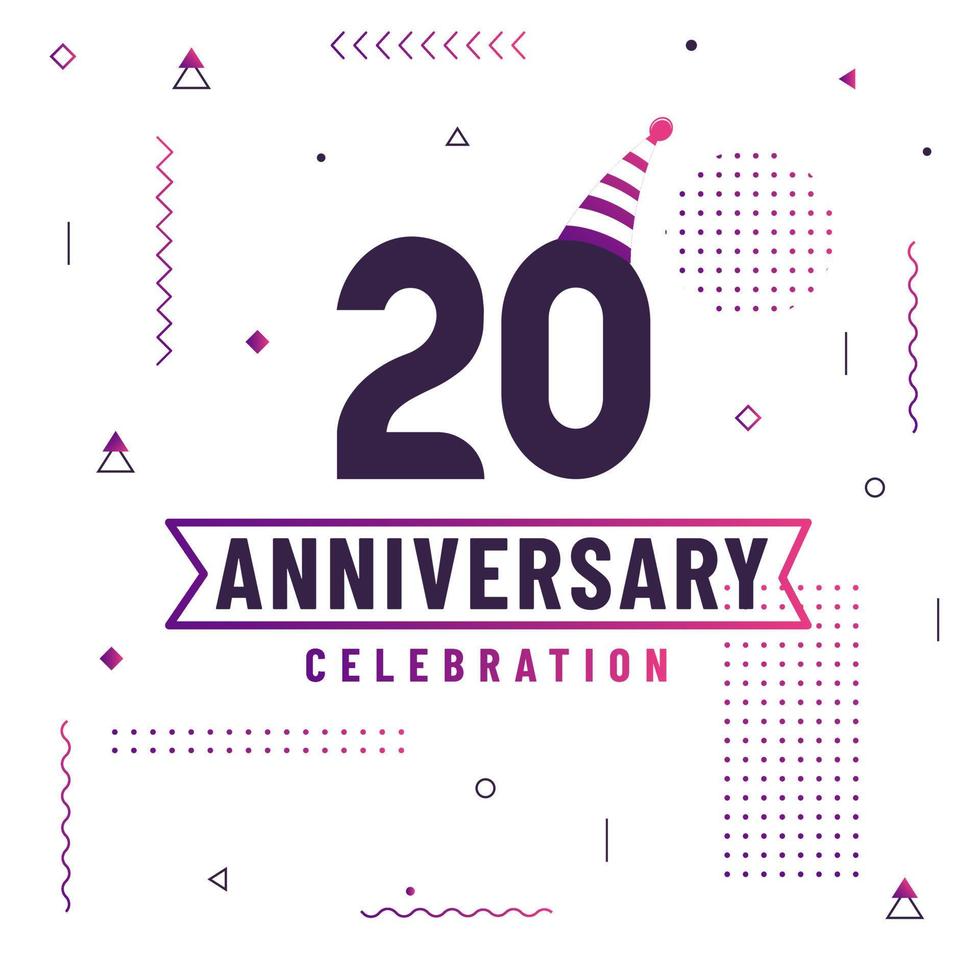 20 years anniversary greetings card, 20 anniversary celebration background free vector. vector