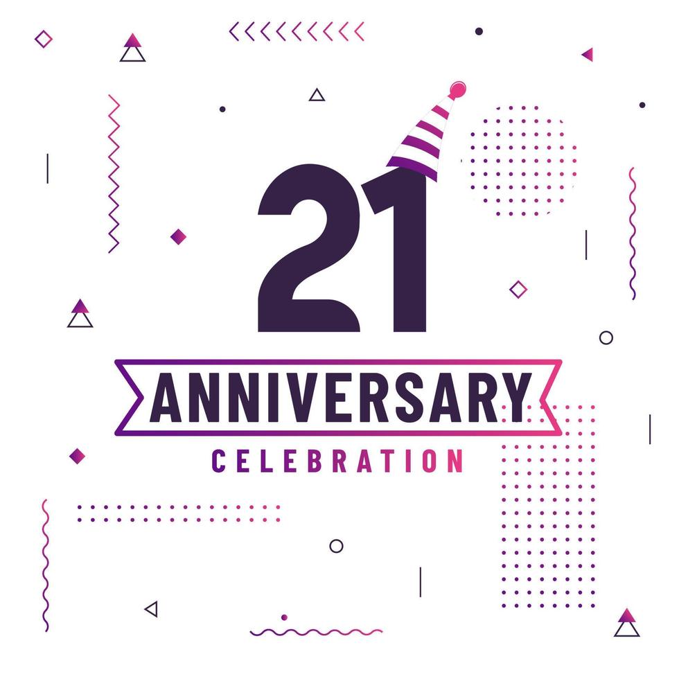 21 years anniversary greetings card, 21 anniversary celebration background free vector. vector