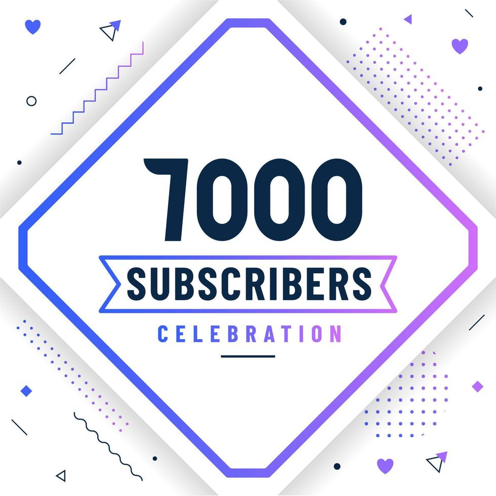 Thank you 7000 subscribers, 7K subscribers celebration modern colorful design. vector