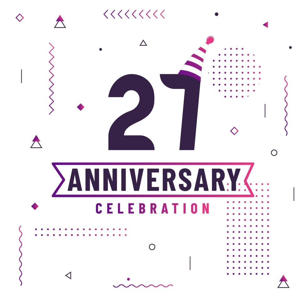 27 years anniversary greetings card, 27 anniversary celebration background free vector. vector