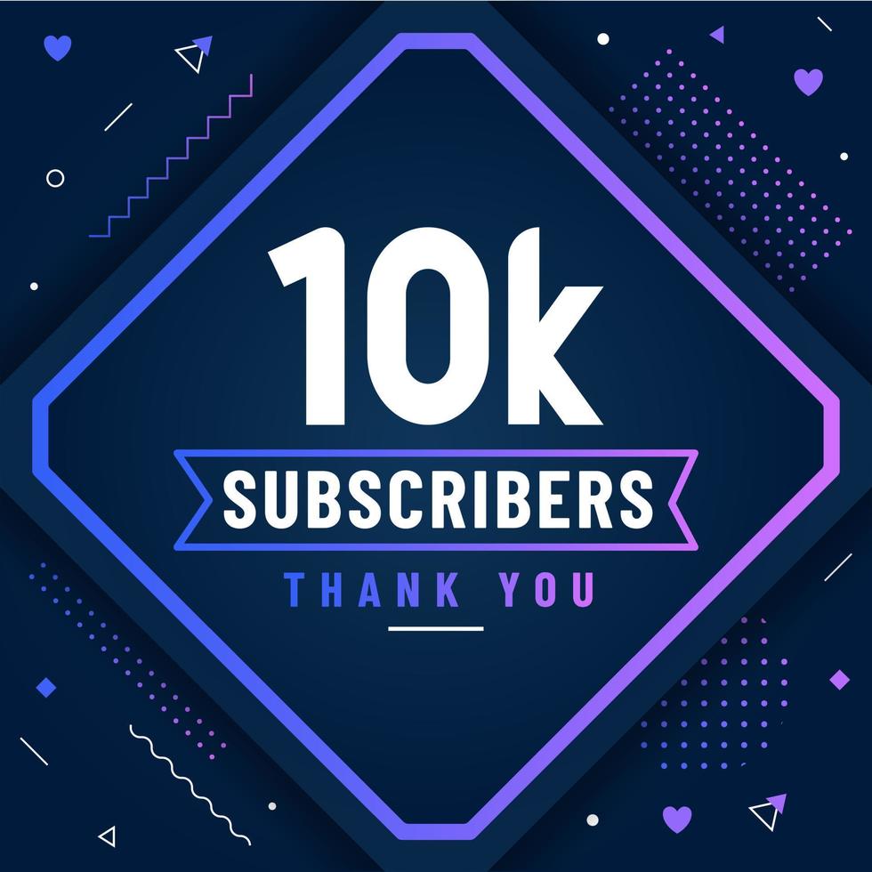 Thank you 10K subscribers, 10000 subscribers celebration modern colorful design. vector