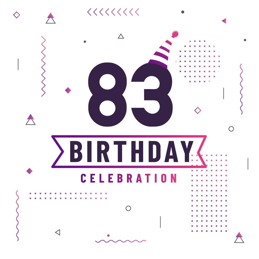 83 years birthday greetings card, 83 birthday celebration background free vector. vector