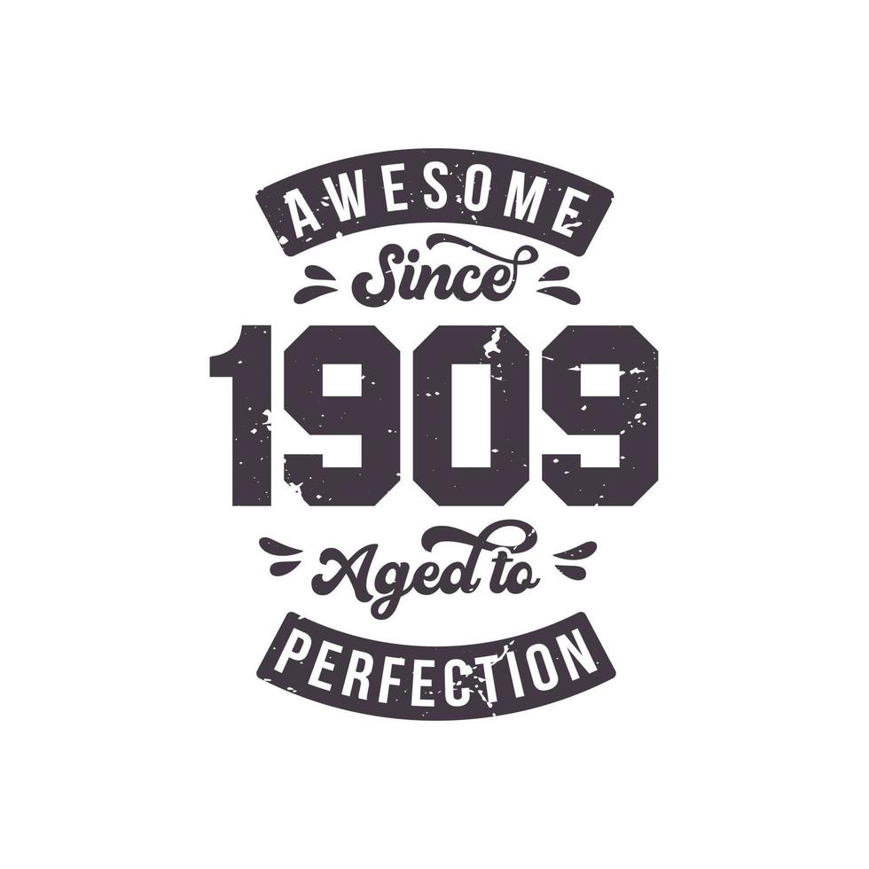 Born in 1909 Awesome Retro Vintage Birthday, Awesome since 1909 Aged to Perfection vector