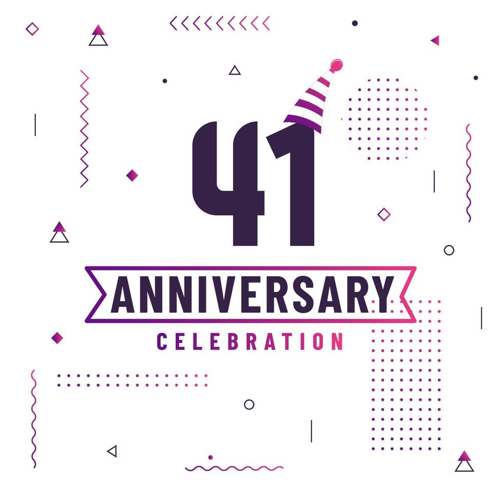 41 years anniversary greetings card, 41 anniversary celebration background free vector. vector