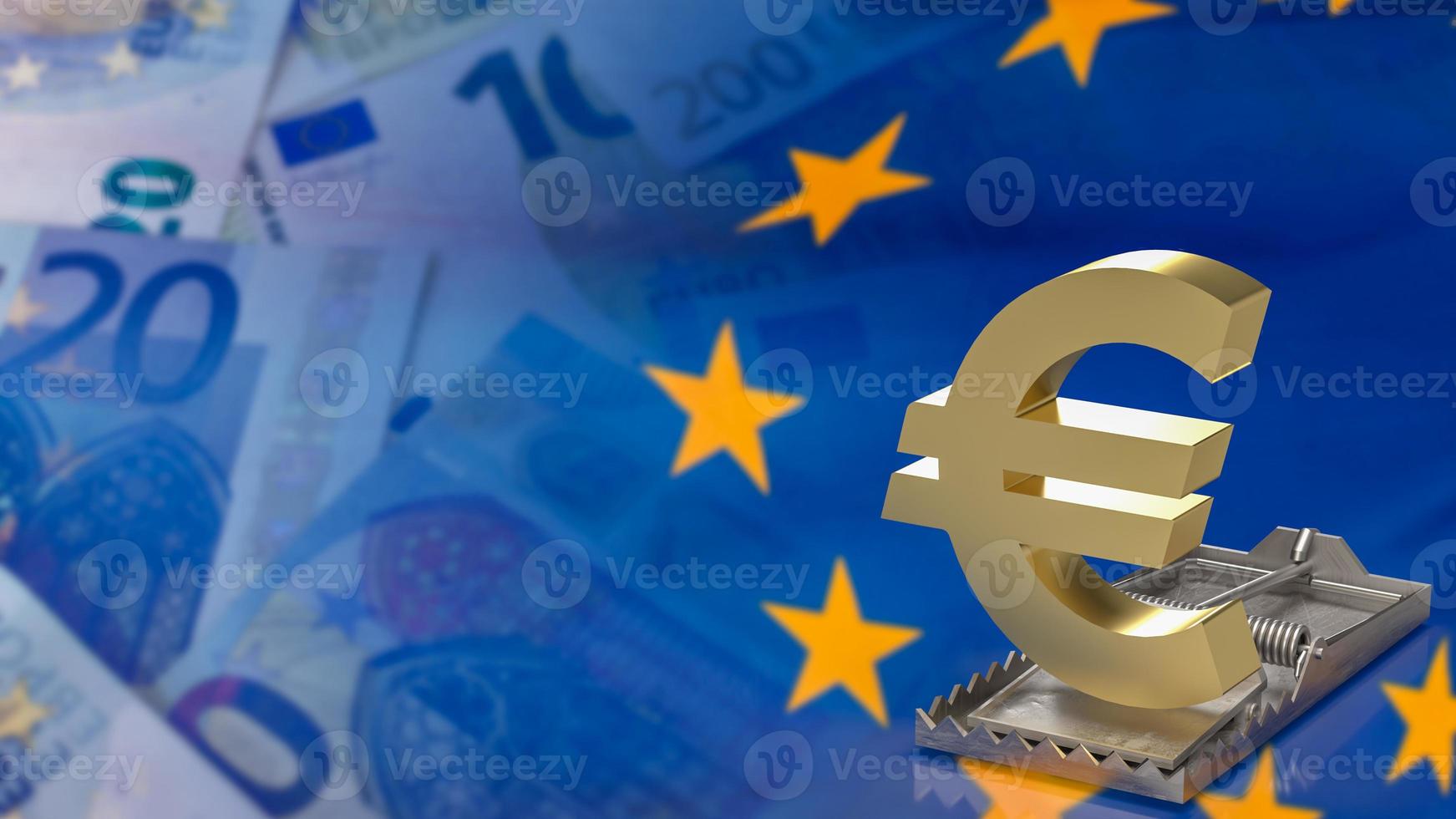 The gold symbol euro  on rat trap business concept 3d rendering photo