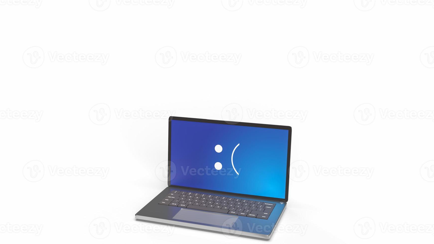 The blue screen error showing on laptop pc  3d rendering photo