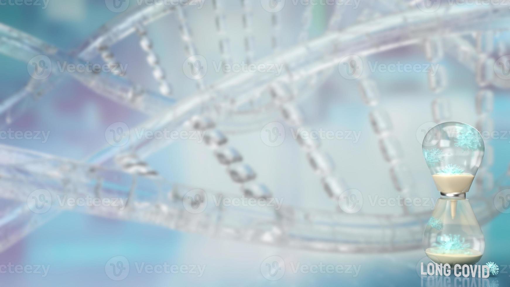 The virus and sand clock on sci background  for long covid concept 3d rendering photo