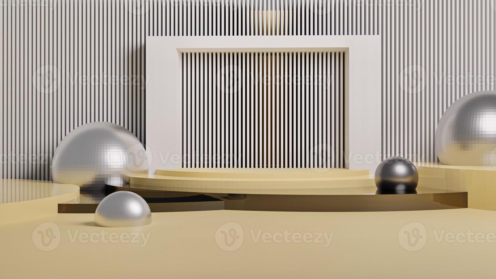Minimal background, mock up with podium for product display, Podium in abstract light brown composition, 3d render, 3d illustration, modern color, minimalist design. photo