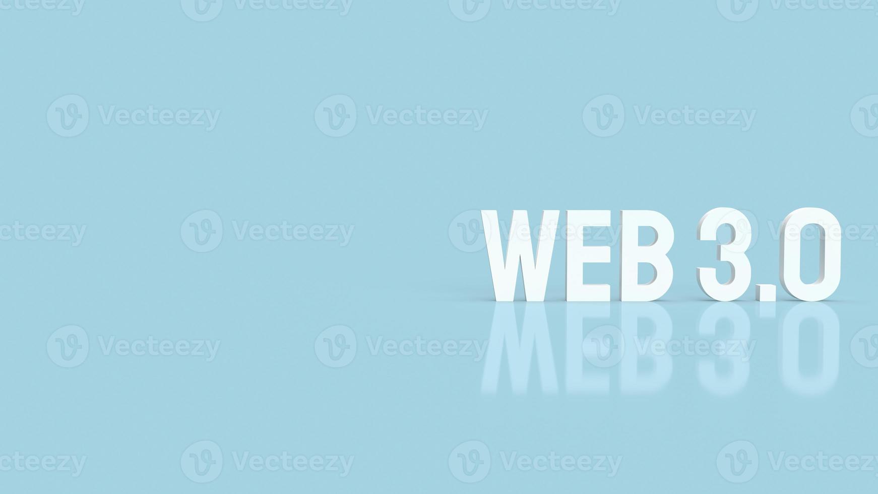 The Web 3.0 white text on  blue background  for technology concept 3d rendering photo