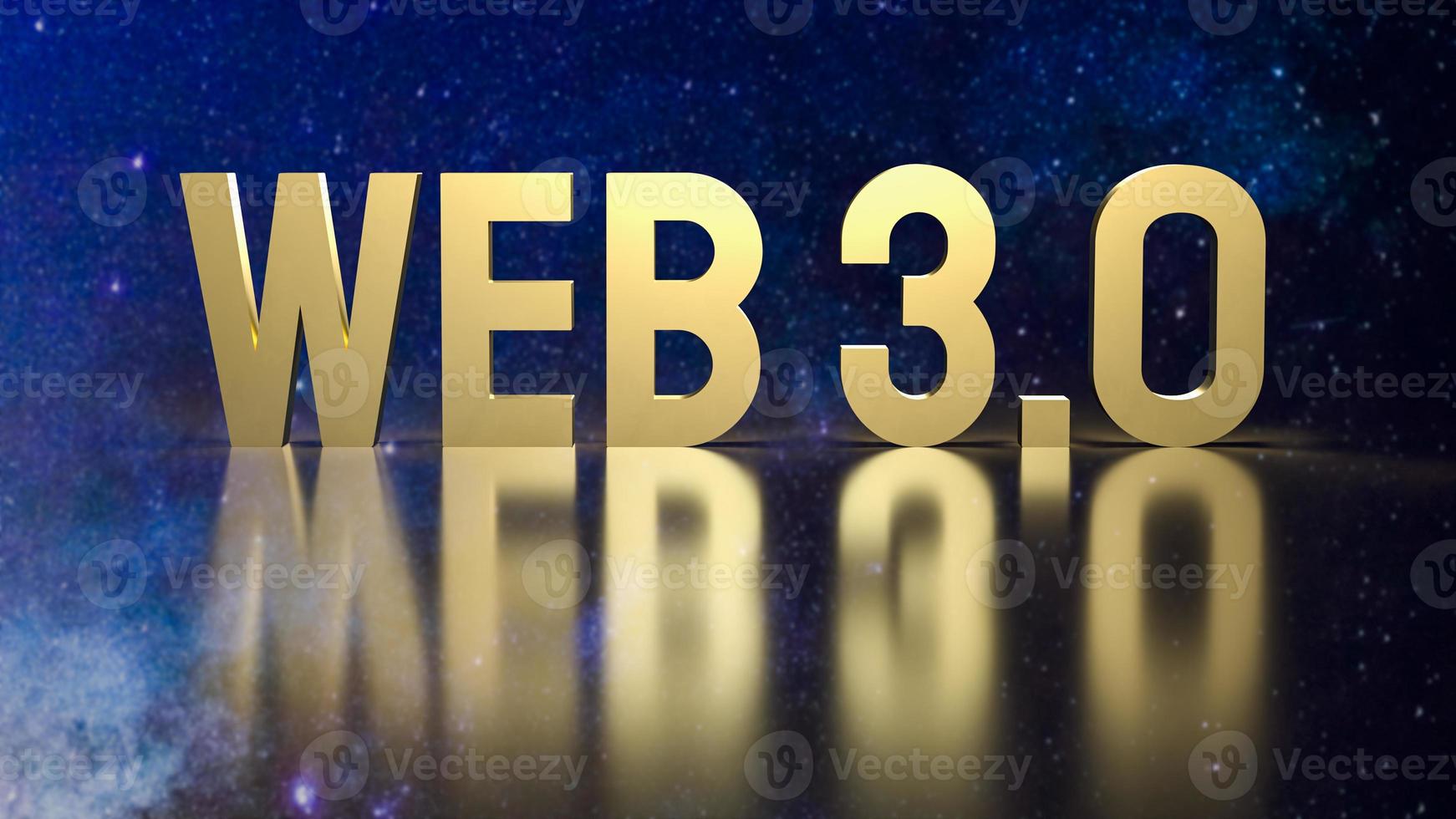 The gold text Web 3.0  on space background  for technology concept 3d rendering photo